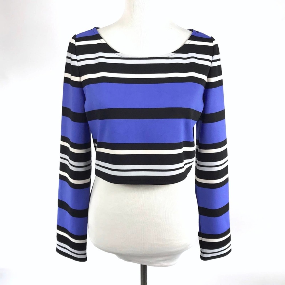 ☀️ Express Long Sleeve Striped Crop Top